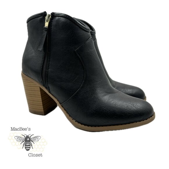 Maurices Black Vegan Leather Western Style Cowgirl Boots Black 9.5 in Womens - Picture 8 of 16